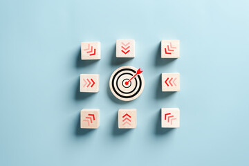 Dartboard with arrow of Aiming target of business for planning business objective target to...