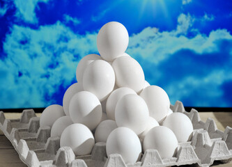 Chicken eggs in a package. Easter