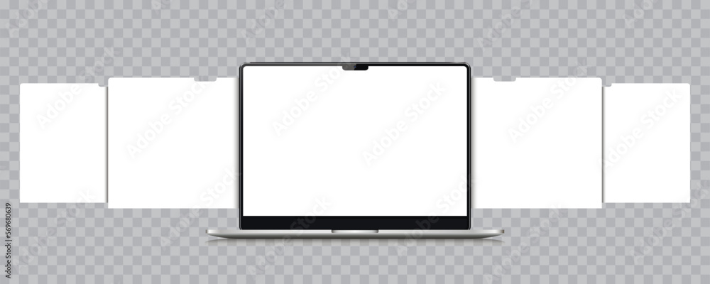 Poster laptop with blank web pages. mockup for showing screenshots of web-sites.