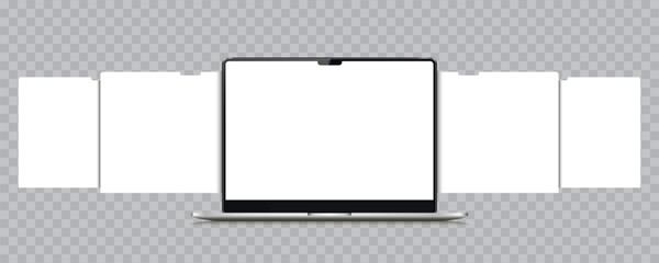 Laptop with blank web pages. Mockup for showing screenshots of web-sites.