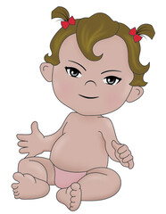 child smiling Sticker t-shirt cloth mug design Baby illustration child with eyes character cute little kid in diaper happy childhood small little vector babies newborn