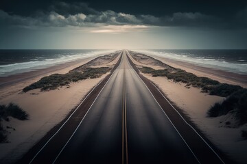 Fototapeta premium Highway near the ocean - Created with Generative Ai