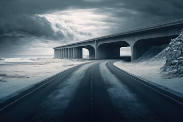 Highway near the ocean - Created with Generative Ai