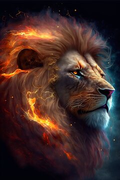 Lions digital arts AI generated