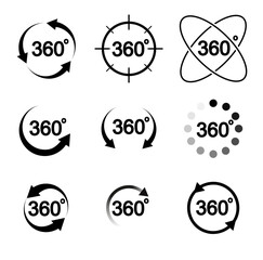 Set of 360 Degree View Vector Icons for Your Design. Vector