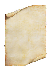  Vintage scroll or parchment manuscript isolated on a white background