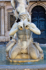 Fototapeta na wymiar Fontana del Moro (Moor Fountain) located in Piazza Navona, Rome, Italy.