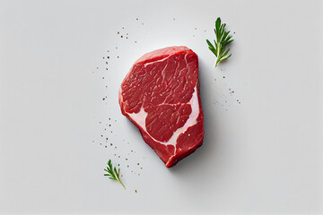 Ein rohes Steak auf wei&szlig;en Hintergrund mit Platzhalter - Generative Ai