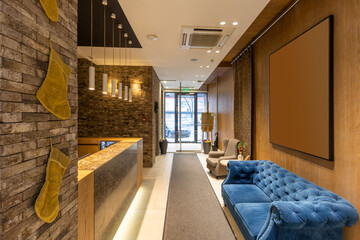 Hotel lobby with reception desk