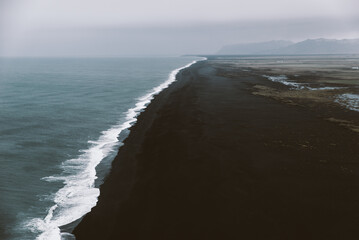 Black beach view point in Reynisfjara, iceland