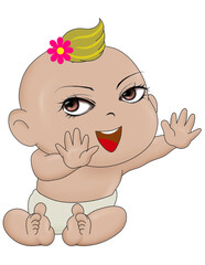 baby child baby Sticker t-shirt cloth mug design Baby illustration child with eyes character cute little kid in diaper happy childhood small little vector babies newborn