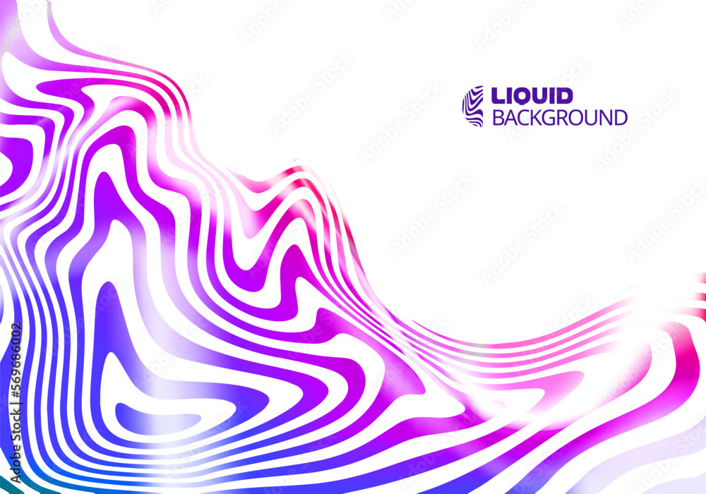 Aufkleber vector illustration of colorful psychedelic flow with stripes on white background. 3d ripple wave ef