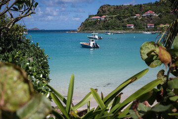 Eden Rock and the bay at Saint-Jean on the French Caribbean island of St Barth (Saint Barthelemy)
