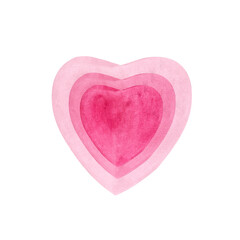 Watercolor romantic heart isolated on white background. For Save the date, Valentines day, birthday and mothers day cards, wedding invitation, postcard