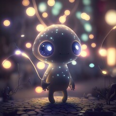 A very cute alien with beautiful lights 