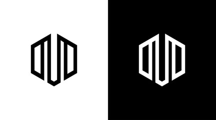 Hexagon architecture building logo monogram m letter initial black and white icon Designs templates