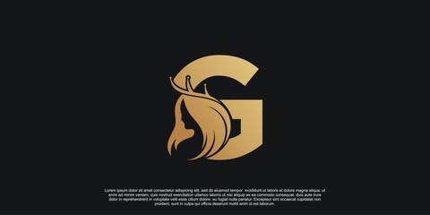 Letter logo G with beauty unique concept Premium Vector