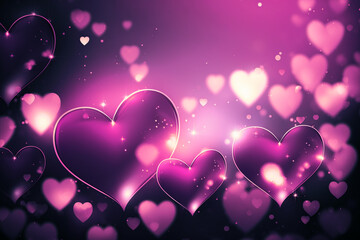 festive valentine background with pink hearts. Generative AI