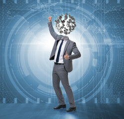 Businessman with dollars instead of head