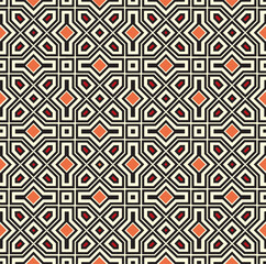Abstract geometric line seamless white pattern. Arabesque tile texture in asian decor style
