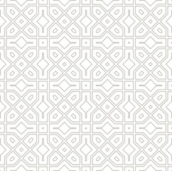 Abstract geometric line seamless white pattern. Arabesque tile texture in asian decor style