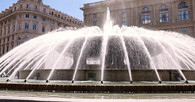 The fountain in Piazza De Ferrari is the most famous fountain in Genoa. It is located in the center of Piazza De Ferrari, near the ancient soriater of Portoria