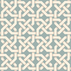 Abstract arabesque line seamless pattern in celtic style. Stylish ornamental backdrop with intertwining lines. Good for interior decoration in ethnic style