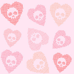 Valentine's day, skull heart illustration, love letter, love day, pattern love