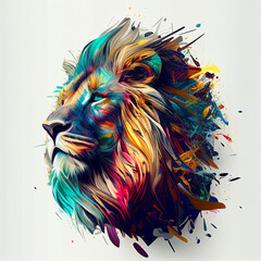 Abstract Lion Head colorful generative ai