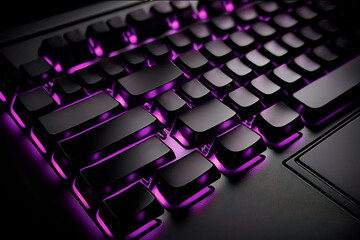 Generative AI, black laptop keyboard with key illumination