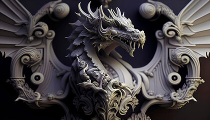chinese dragon statue, Generative AI, Generative, AI,