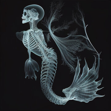 AI generated image of Mermaid Skeleton X-ray