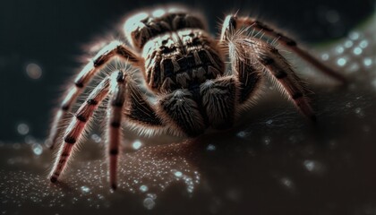 Close up photography of the hairy spider. 
