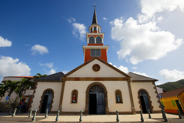 Fototapeta na wymiar The Saint-Henri church of Anses-d'Arlet, near the beach, is known as one of the most beautiful sites of Martinique.