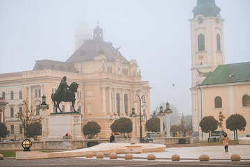 Obraz premium Oradea Cityscape a stunning view of Oradea, explore the rich art nouveau history of Oradea with this stunning landmarks. Historic buildings and monuments unique architecture cultural heritage