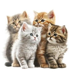 Cute Kittens Illustration, Generative AI