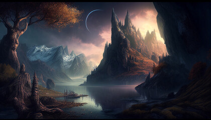 fantasy landscape hill generative ai