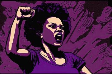 Fototapeta na wymiar African women fighting for their rights tired of inequality and racism suffered for years. Color Illustration. Female empowerment.