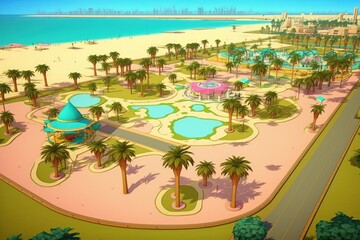 Saudi Arabia's Jeddah New Beach Park. Generative AI