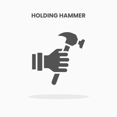 Holding Hammer icon vector illustration glyph style. Great used for web, app, digital product, presentation, UI and many more.