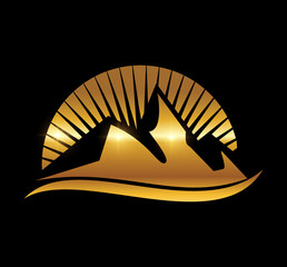 Golden Mountain Logo Vector Icon