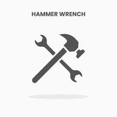 Hammer Wrench icon vector illustration glyph style. Great used for web, app, digital product, presentation, UI and many more.