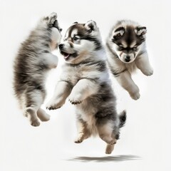 Obraz premium Cute Malamute Puppies Illustration, Generative AI, AI, Generative