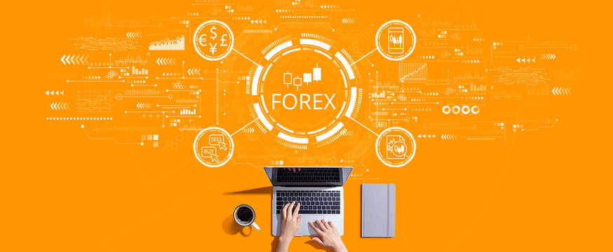 Forex Trading Concept With Person Working With A Laptop