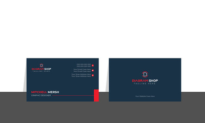 Black and red Minimal Business Card .Luxury business card flat design template vector.
