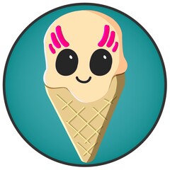 Beige color ice cream cone kawaii style cartoon