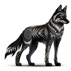 Obraz premium wolf full body vector illustration, very highly detailed, isolated on blank white background, logo or design, generative AI