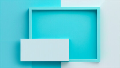 Pastel blue empty paper texture background template, banner for advertising. Rectangular geometric shapes. Copy space. space for text. AI generated.