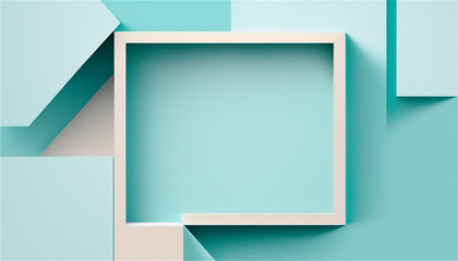 Fototapeta na wymiar Pastel blue empty paper texture background template, banner for advertising. Rectangular geometric shapes. Copy space. space for text. AI generated.