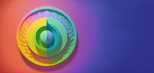 Colorful mandala of Spring Equinox, Generative AI illustration - obrazy, fototapety, plakaty